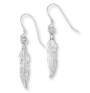 Silver feather earrings, dangle earrings, handmade earrings, boho earrings
